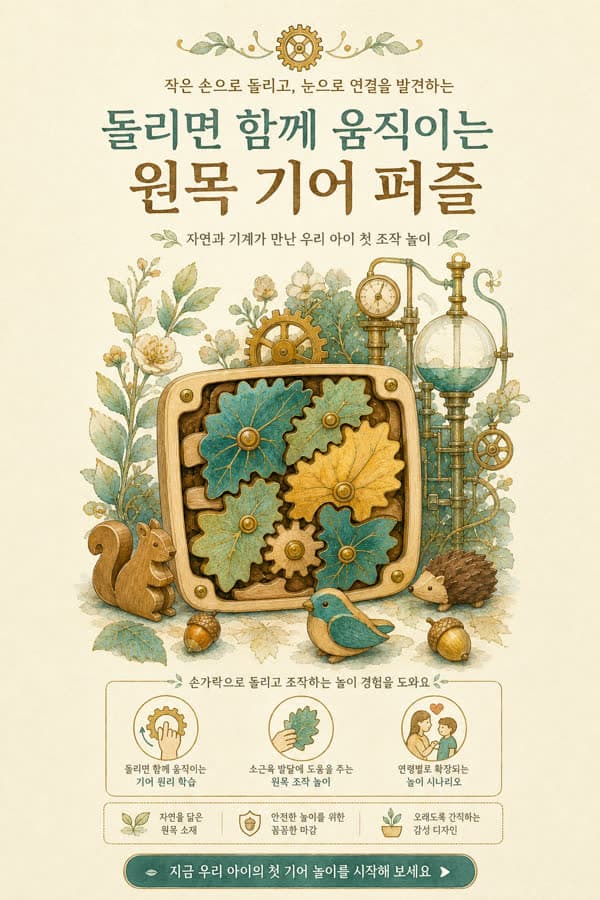 유아 · 원목 기어 퍼즐